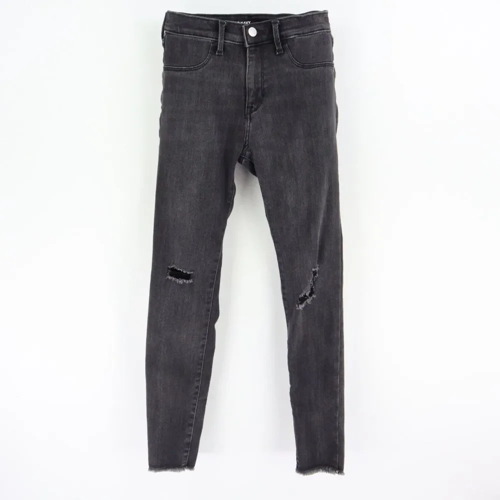 Old Navy Jeans Ballerina Jeggings Distressed Girls‎ Size 14 Black Built-In Tough